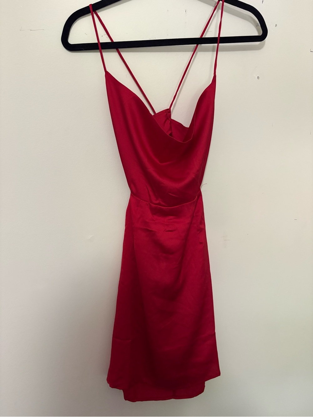 Red Satin Slip Dress with Cowl Neck NWT